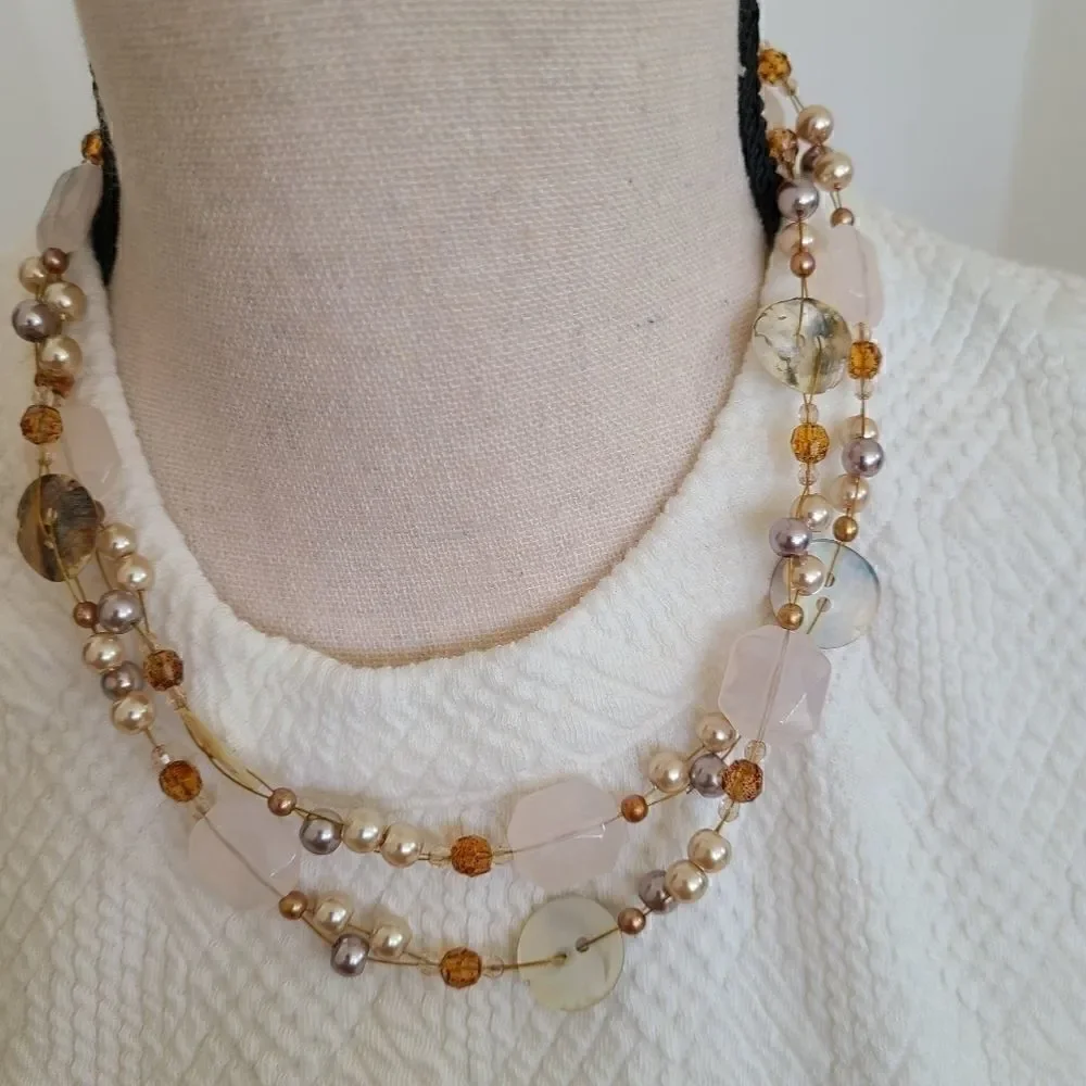 Cookie Lee Bead & Genuine Shell Convert. Necklace